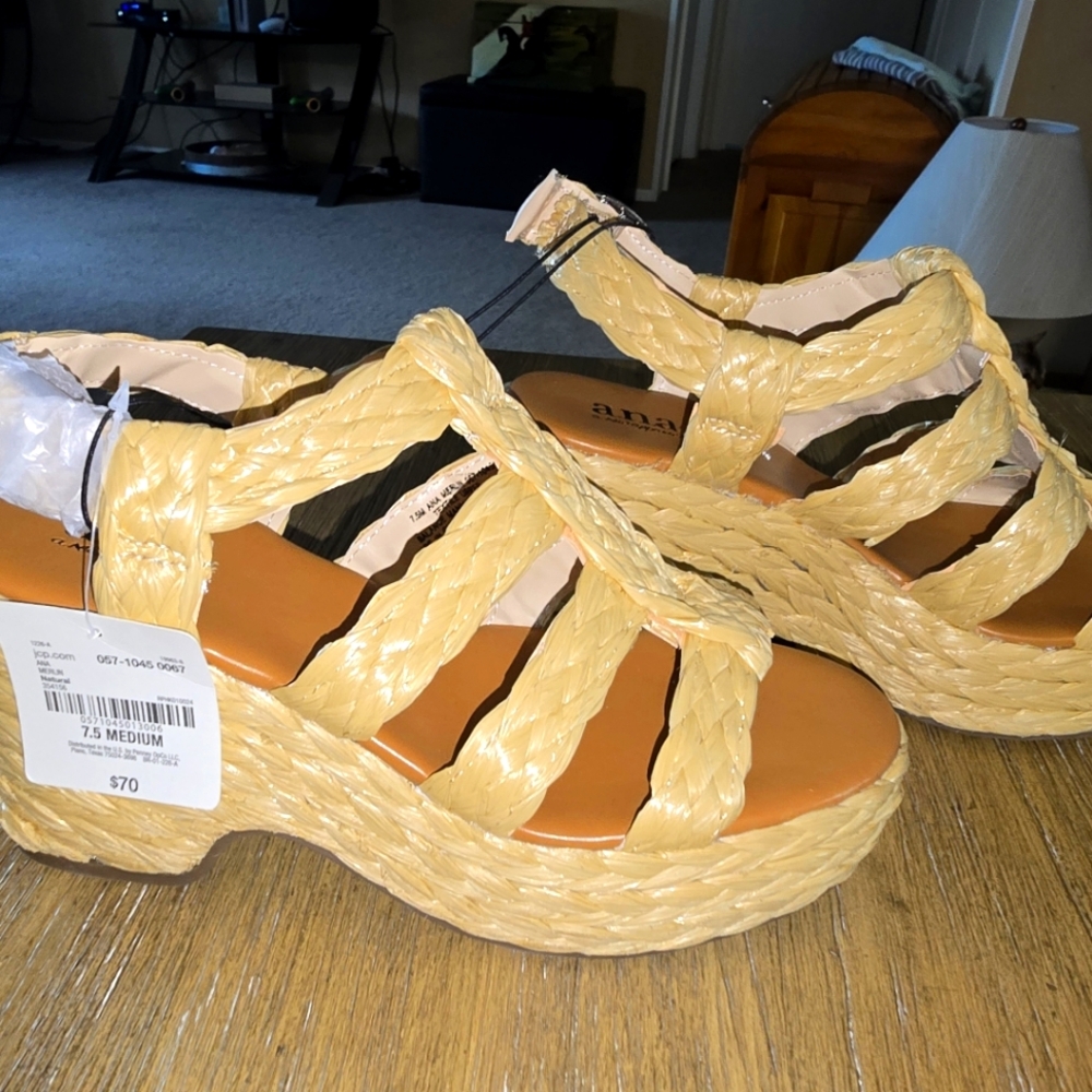 ANA Women's Tan Braided Sandals